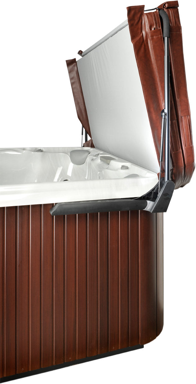 Spa with cover open supported by CoverMatelll