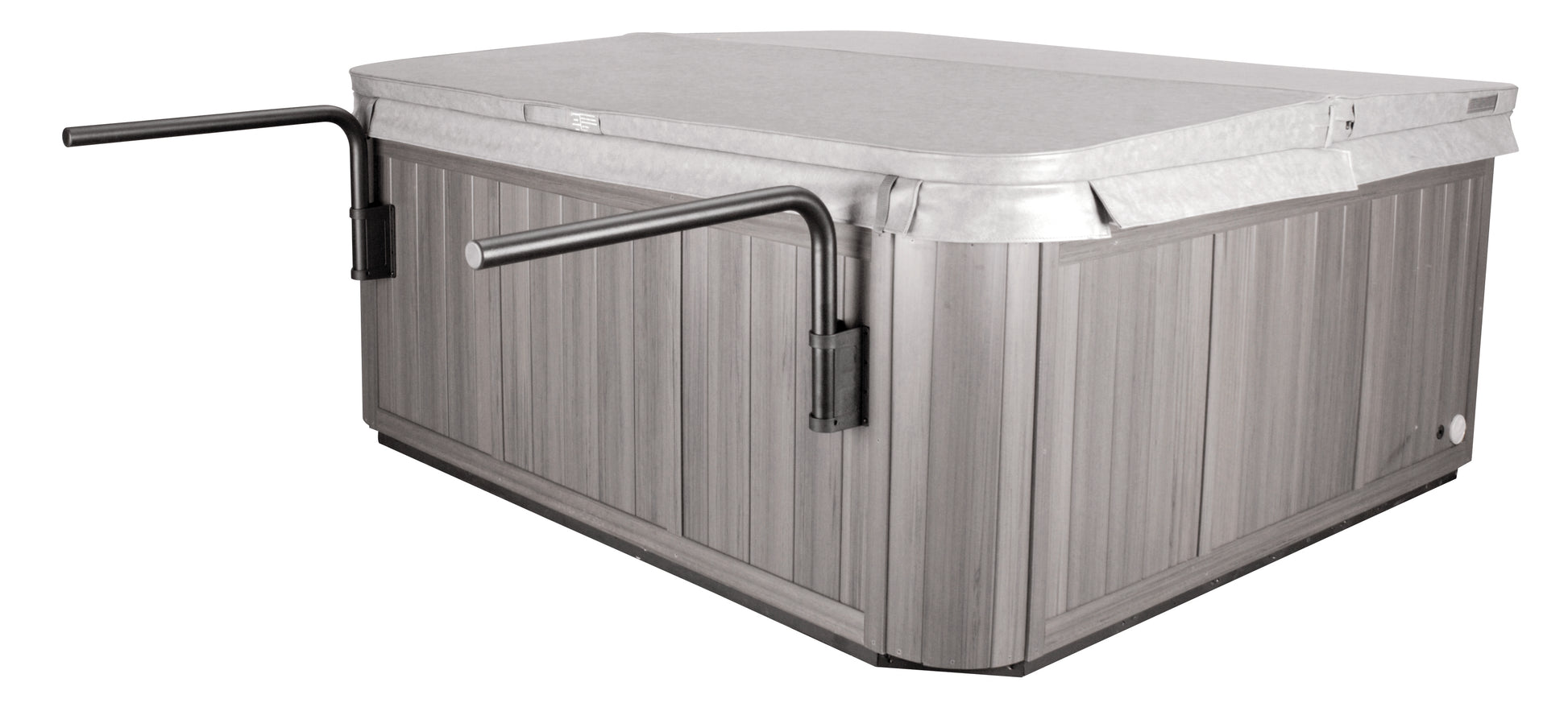 Spa Cover Shelf with arms open and able to support cover