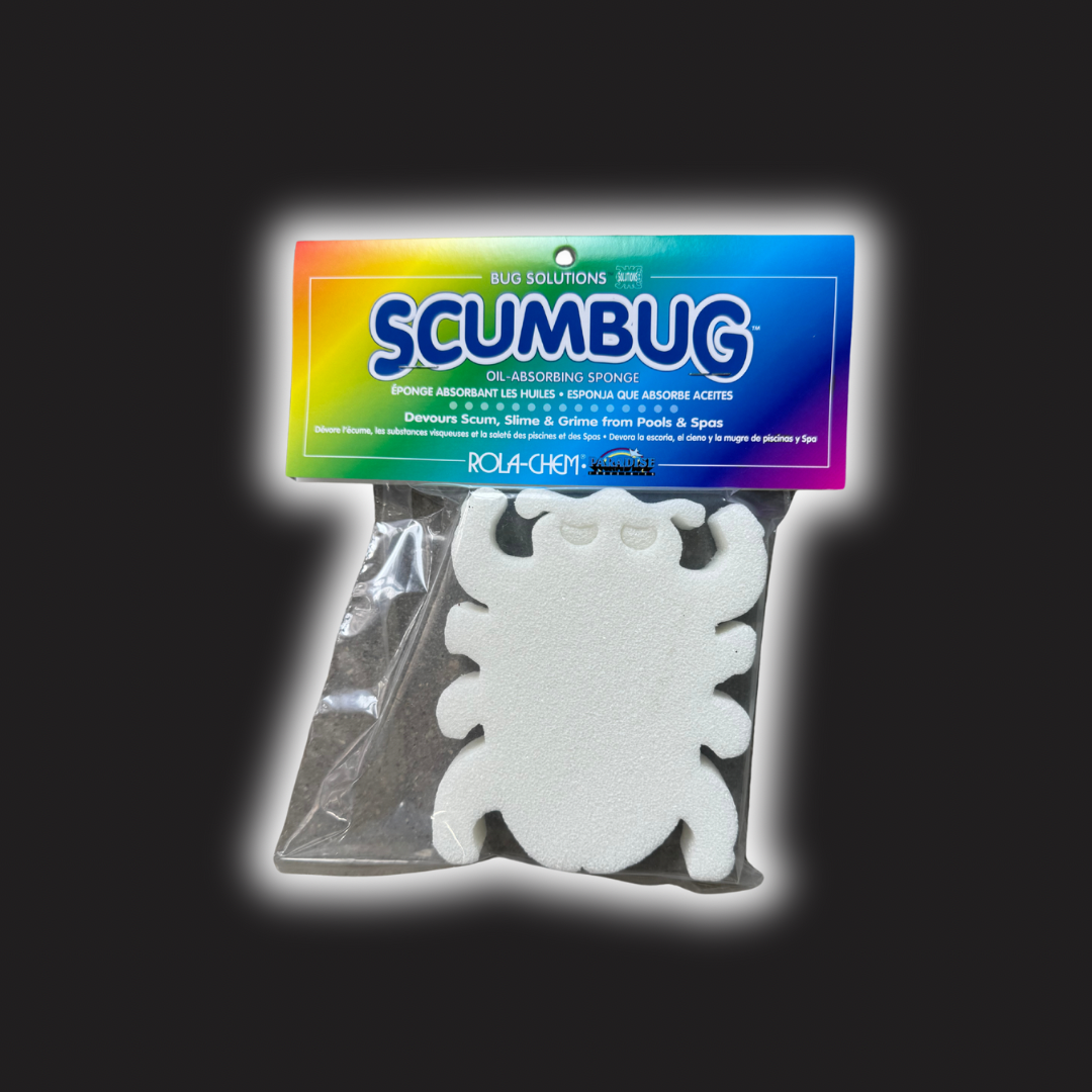 Scumbug oil absorbing sponge packaging with a black background